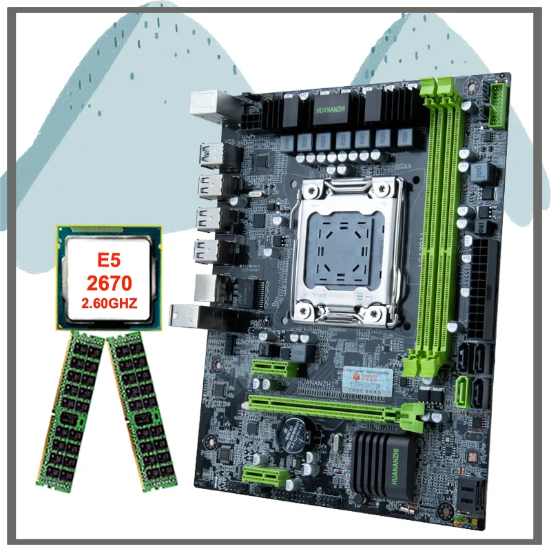 Verkaufen HUANANZHI X79-6M M-ATX Motherboard Mit Dual M.2 SSD Slots CPU Intel Xeon E5 2670 2,6 GHz 32G 2*16G REG ECC RAM PC Komponenten DIY