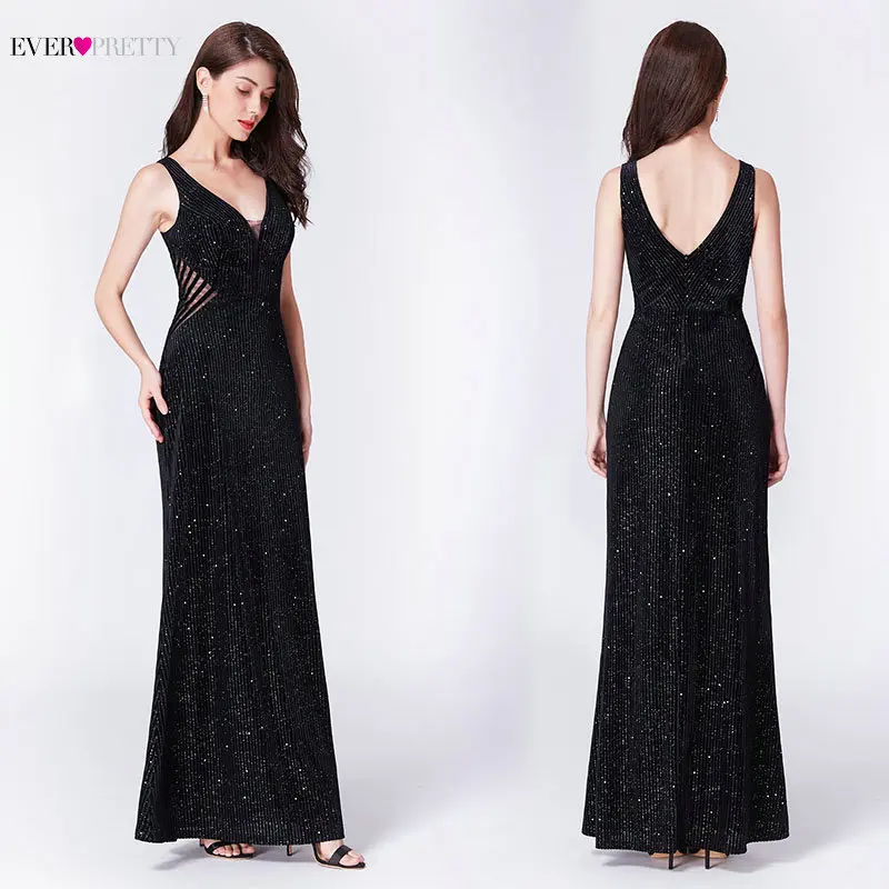 Robe De Soiree Русалочка вечернее платье Ever Pretty EP07439BK элегантные иллюзионные черные вечерние платья с v-образным вырезом и открытой спиной