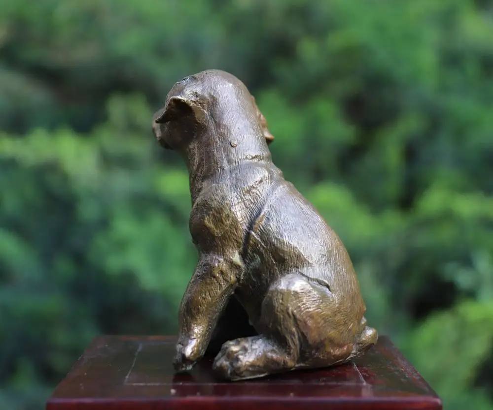 10 см западное арт-деко из чистой бронзы семейное животное собака белая Бигль