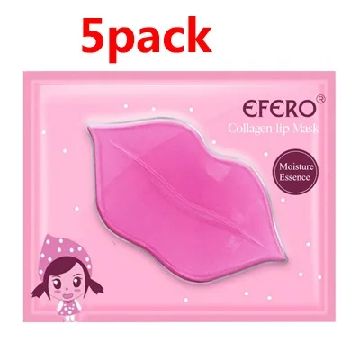 5pack pink 5 упаковок, коллагеновая увлажняющая маска для губ, Кристальные накладки для губ, против морщин, эссенция для губ, красота, Антивозрастная маска для губ - Цвет: 5pack pink