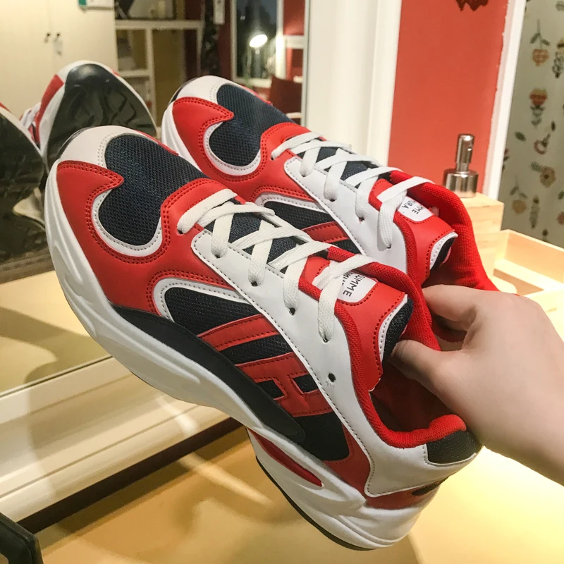 Повседневные мужские туфли в уличном стиле увеличенная толстая подошва