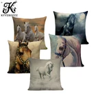 Декоративная наволочка для подушки в тропическом стиле, льняная хлопковая наволочка для Бегущих Лошадей Cojines Almofada 45 см x 45 см, квадратная Подушка для домашнего декора