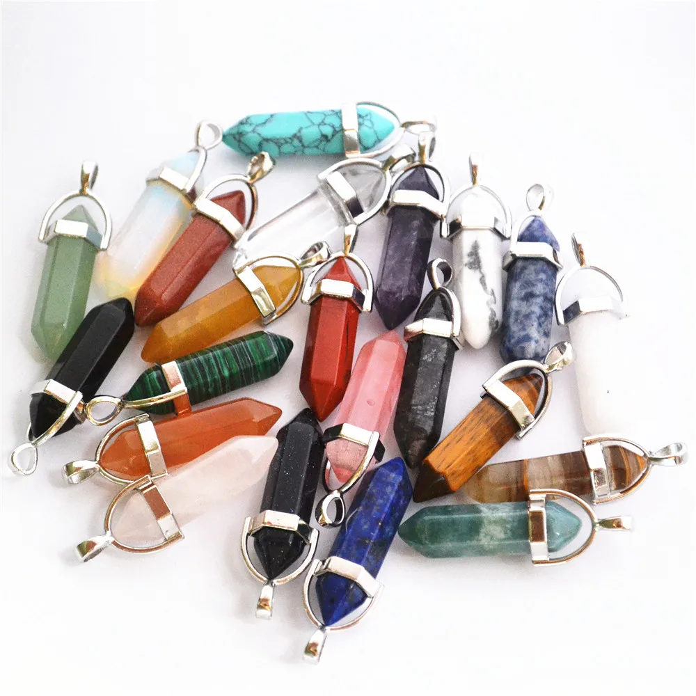 50 шт. разноцветные подвески и ожерелья из натурального камня|point pendant|f pendantnatural stone