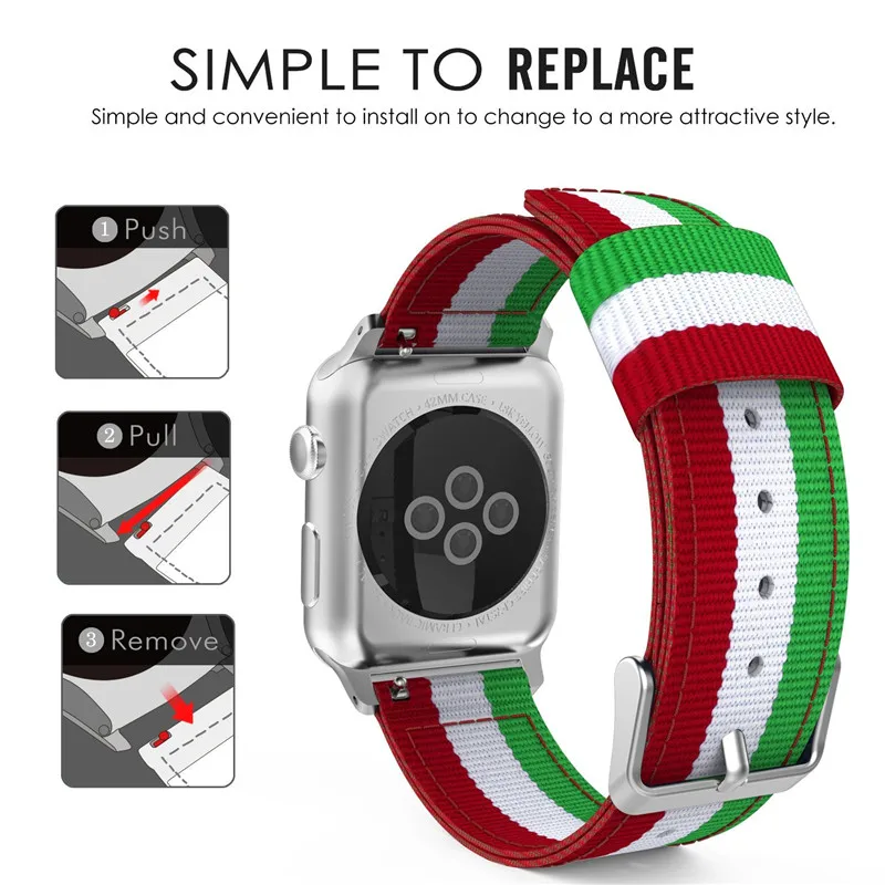 Модный ремешок для apple watch Series 5 4 3 2 1 нейлоновый ремешок для iwatch классический стиль цвета узор с адаптерами 38 42 мм