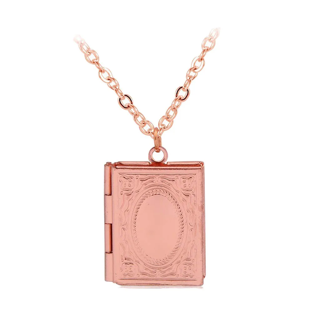 Модный резной Винтажный стиль изящная имитация книга медальон ожерелье тайное