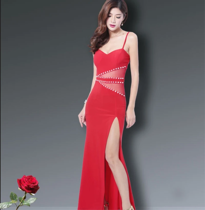 Кружева Перспектива длинный отрезок Cheongsam высокого открытия больших размеров