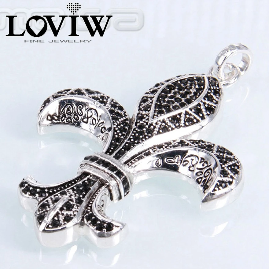 Подвеска в европейском стиле с черепом и лилией из серебра 925 пробы циркониевая