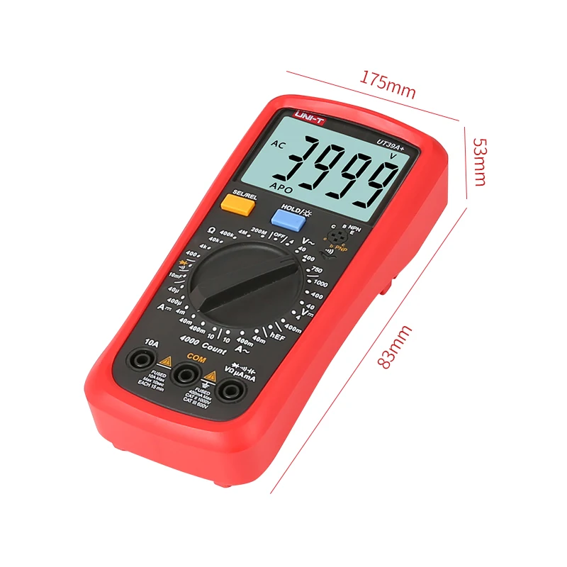 UNI-T UT39C+ цифровой мультиметр Авто Диапазон тест er обновлен от UT39A/UT39C AC DC V/A Ом/температура/частота/HFE/NCV тест