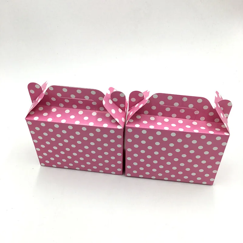 6 шт. розовые коробки для конфет в горошек украшения детского душа подарочные