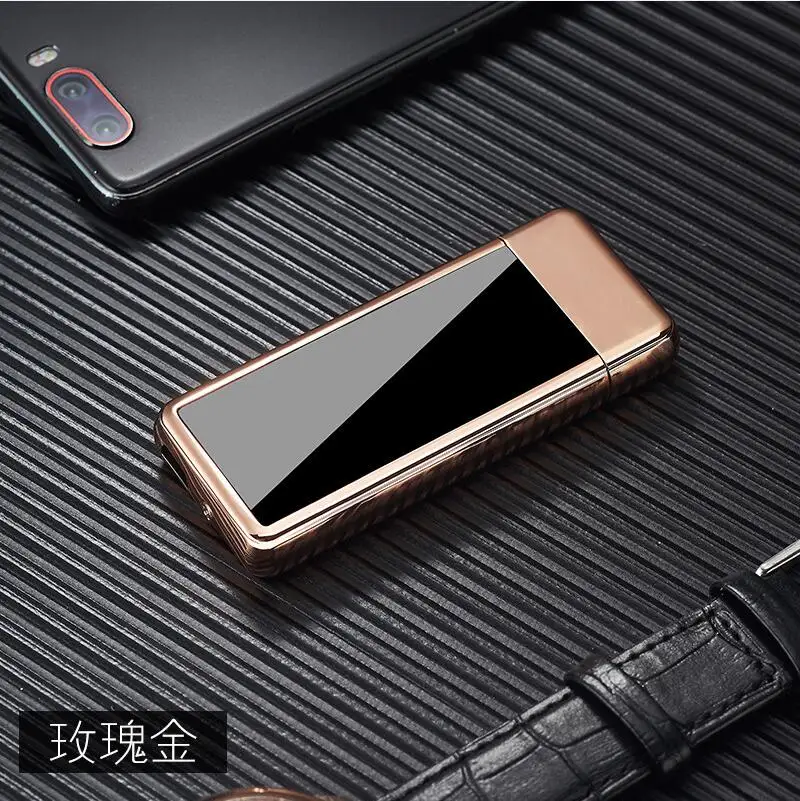4 Полный Экран шаблон электронная usb-зажигалка Вольфрам турбо зажигалка интеллигентая(ый) сенсорный светодиодный двухсторонняя зажигалка - Цвет: 4