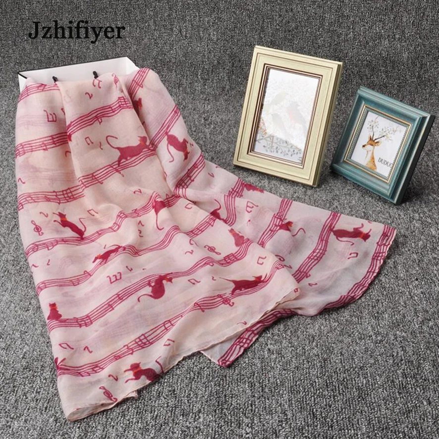 Cats Scarf Shawls Music Note G-Clefs Hijab Womens Viscose Muslim Bandana Feminino Inverno Pareo Beach |