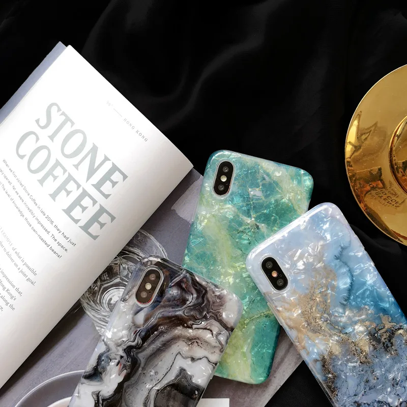 Роскошный Мраморный чехол холодного ветра для iphone 7 XR XS MAX мягкая задняя крышка из