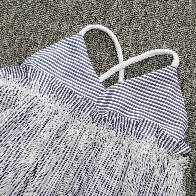 2018 Платье для маленьких девочек полосатый Дети бальное платье Милая летняя