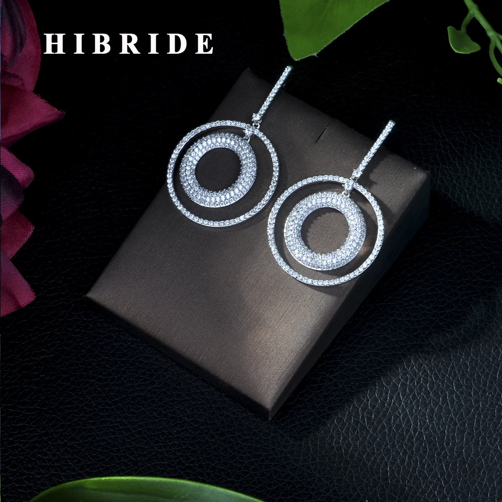 Модные женские серьги-кольца HIBRIDE 2019 новый дизайн чистый белый Фианит с