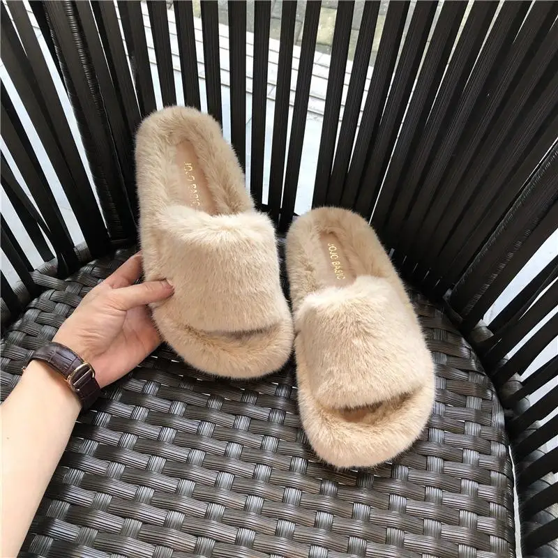 Брендовая Дизайнерская обувь реального норки тапочки зимняя женская удобные