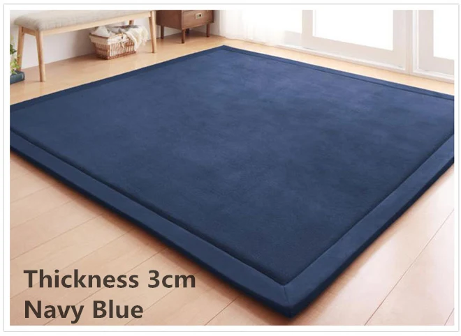 Navy Blue 3CM Толстый 3 см коралловый флис бархатный коврик для спальни утолщенный детский игровой коврик японский татами lvingroom ковер большой размер mattess - Цвет: Navy Blue 3CM