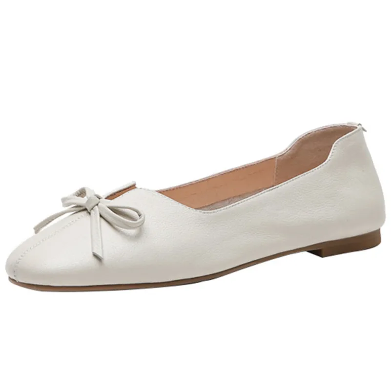 Женские туфли на плоской подошве FEDONAS элегантные из натуральной кожи с бантом