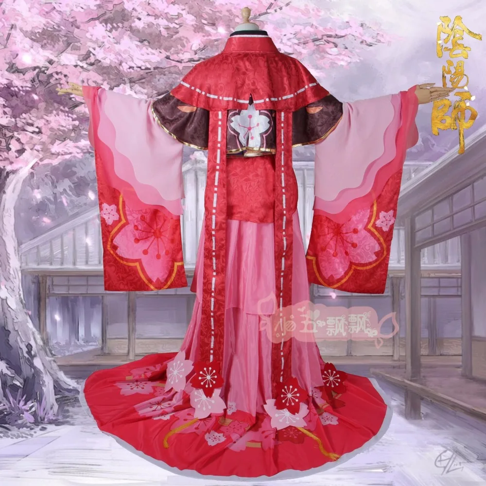 Аниме! Женское платье-кимоно Onmyoji SR Sakura костюм для косплея бесплатная доставка |