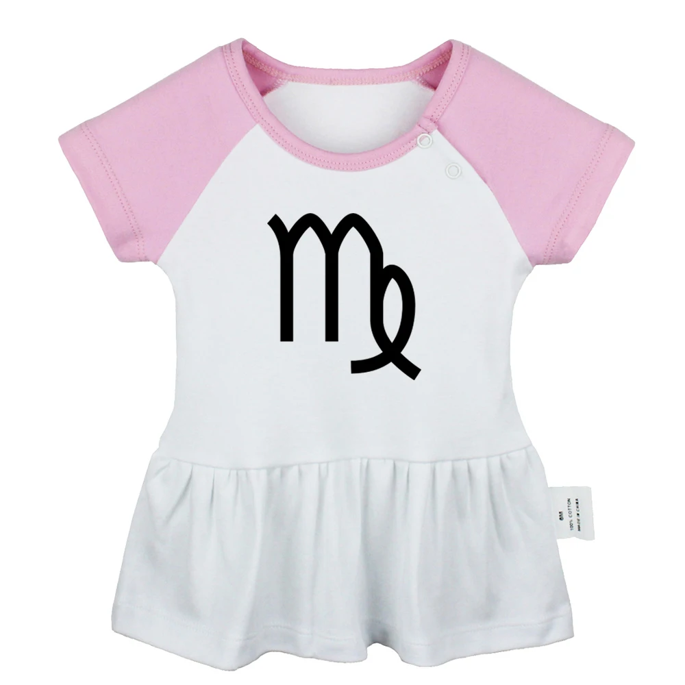Constellation Pisces Virgo Cancer Capricorn Symbol Tattoo Design Newborn Baby Girls Dresses Toddler Infant Cotton Clothes | Мать и