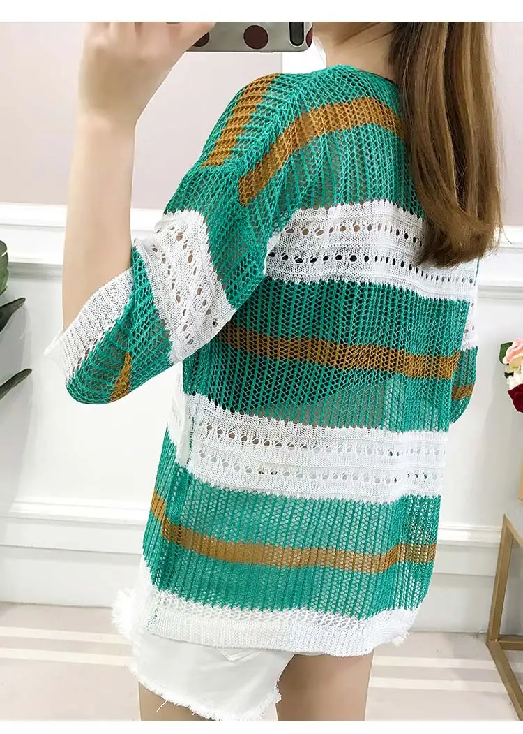 Модный сексуальный женский пуловер полосатый свитер облегающие топы вязаная