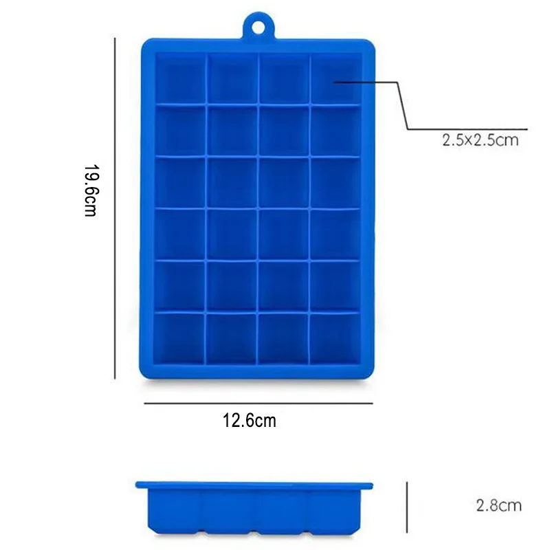 Tebrigo 24 Grid Ice Mould Silicone Tray Molds DIY Desert Cocktail Juice Maker Square Mold Cube | Дом и сад
