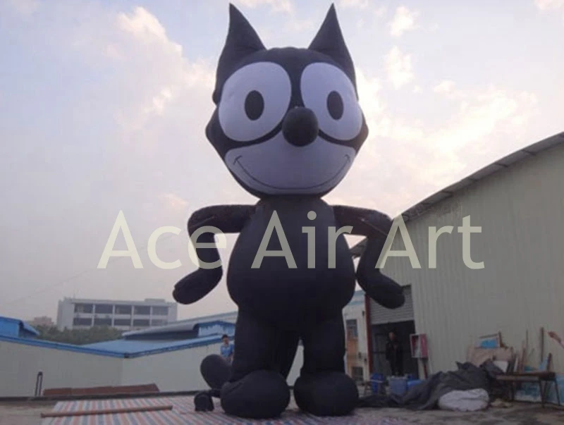 

standing air blown cartoon Halloween cat animated inflatable owl with big eyes