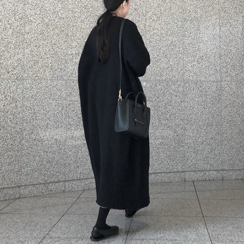 Женский длинный кардиган с V образным вырезом зимний теплый длинным рукавом 225 435|