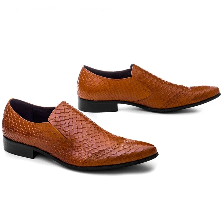 Деловые мужские туфли из натуральной кожи с тиснением под рептилию|shoes fashion men|shoes