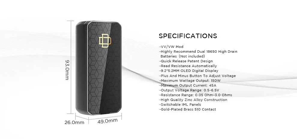 Augvape Druga Фокси» из мультфильма для мальчика, коробка модов Quick Release лакированная 150 Вт Dual 18650 батарея vv Mod OLED Дисплей сопротивление электронная сигарета мод