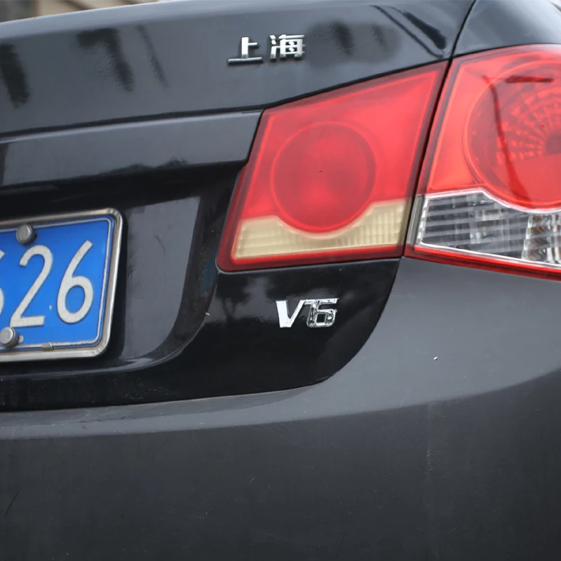 Горящий автомобиль хром металлическая распродажа логотип V6 3D Металлическая