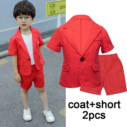 red 2pcs 309195 Осенний костюм джентльмена для мальчиков, куртка, рубашка, брюки, комплект из 3 предметов, куртка, топ с длинными рукавами, кардиган, Модный комплект JIOROMY - Цвет: red 2pcs 309195