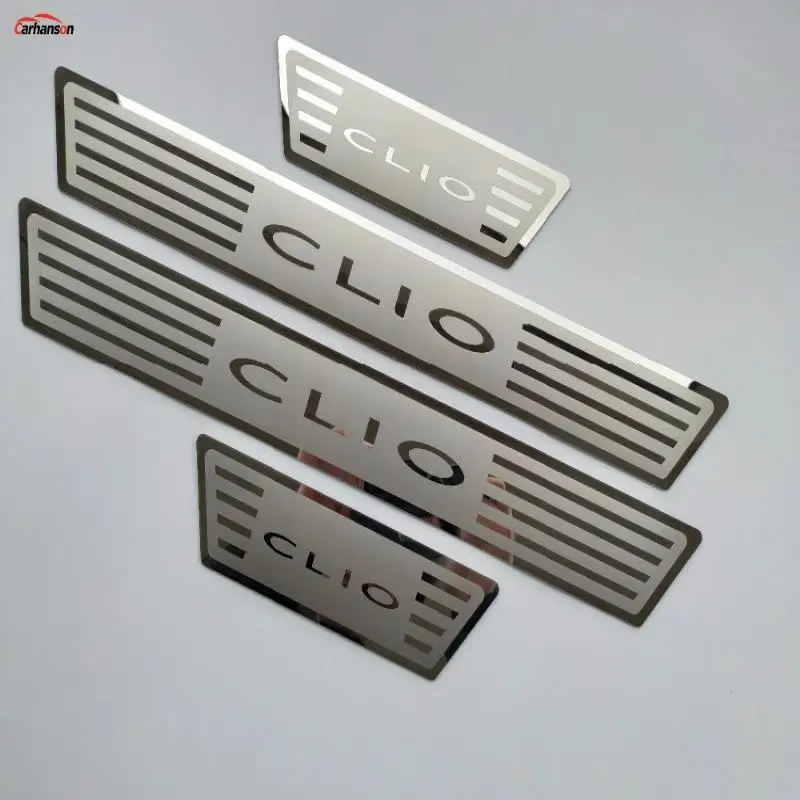 Автомобильные аксессуары для Renault CLIO IV clio 4 накладки на пороги, нержавеющие двери и подоконники, педали, наклейки для стайлинга автомобилей - Название цвета: Серебристый
