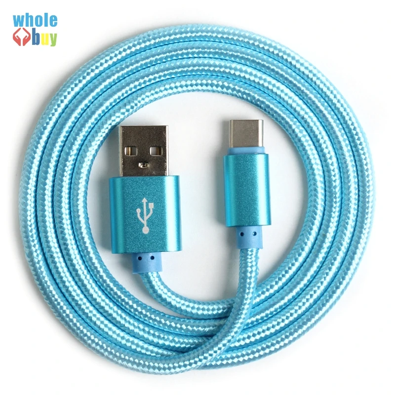 300 шт./лот оптовая продажа однотонный нейлоновый плетеный кабель Type C 8pin Micro USB для