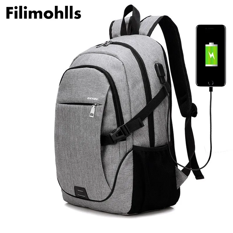 

Mens External USB Charging Backpack Male Mochila Laptop Backpack Men Women Travel School Bags Daypack Teenager Rucksack F-385