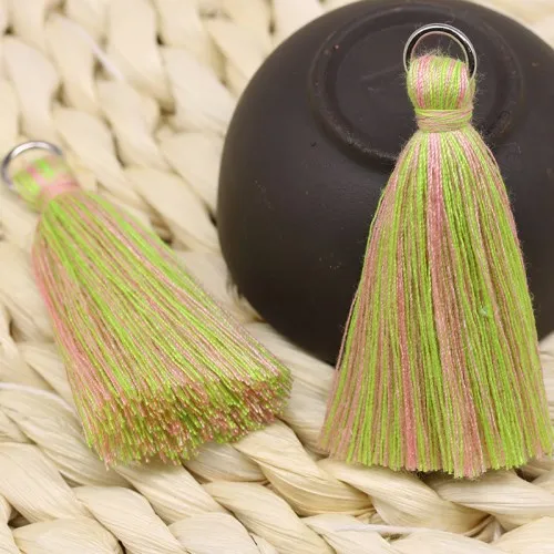 Fruit Green Pink Смешанный хлопок бахрома 5,5 см Красочные кисточки Богемия Ювелирные изделия Поиск DIY браслет ожерелье изготовление принадлежности аксессуары 10 шт - Цвет: Fruit Green Pink