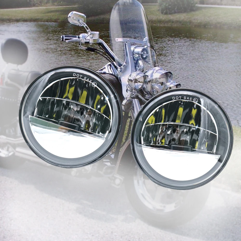 Двигатель мотоцикла 4-1/" 4,5 дюймов светодиодная фара ближнего света для Harley Davidson Halo Противотуманные фары вспомогательный светильник лампа точечного вождения