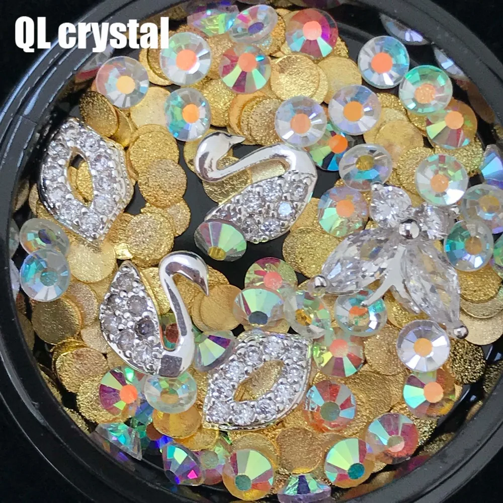 QL Кристалл 1 коробка Стразы для сексуальных модных ногтей 3D хрустальные камни