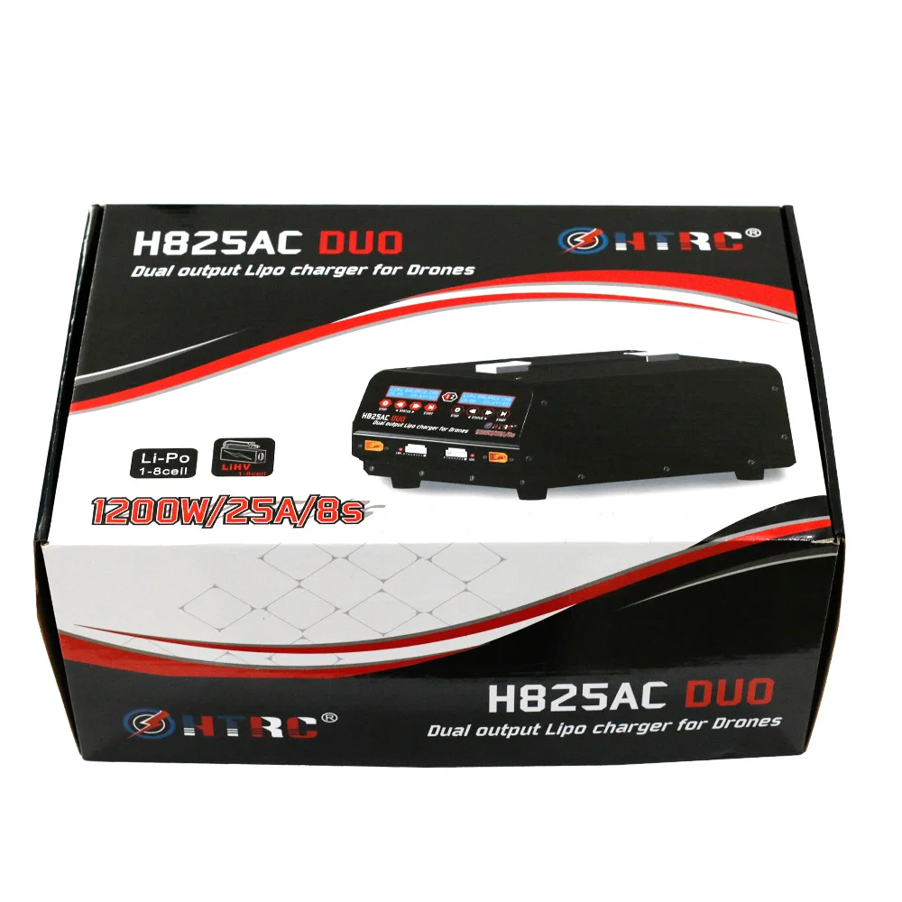 HTRC 1200 Вт двухпортовый Аккумулятор для беспилотника баланс зарядное устройство высокой мощности H825AC DUO 25A 1-8s Lipo/Lihv для Rc сельскохозяйственное распыление БПЛА