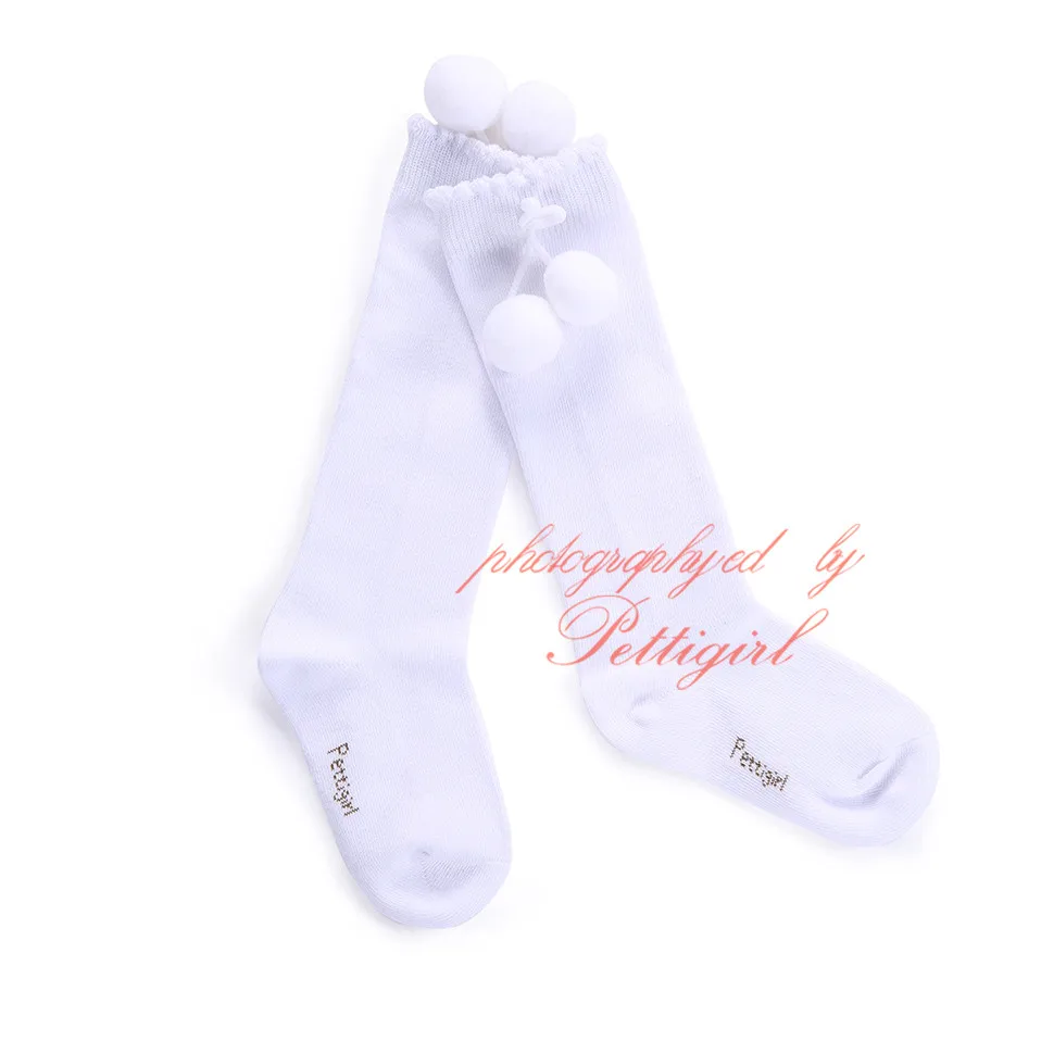 Pettigirl/модные носки для девочек; Детские носки с оборками и помпонами; милые детские носки ручной работы; бутик
