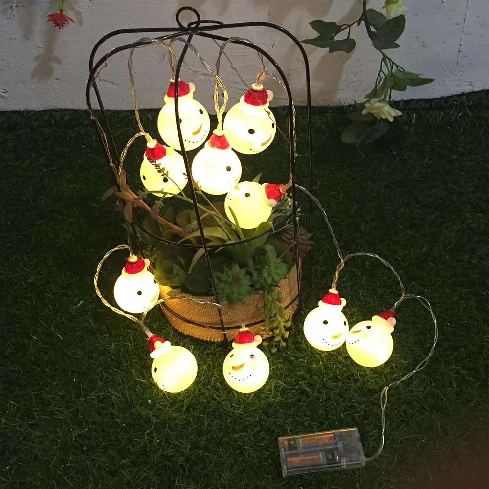 2019 Christmas Decoration Pendant 1.2M 10 LED String Lights with Snowman Hanging Drop Ornament White Led Light Holiday | Лампы и