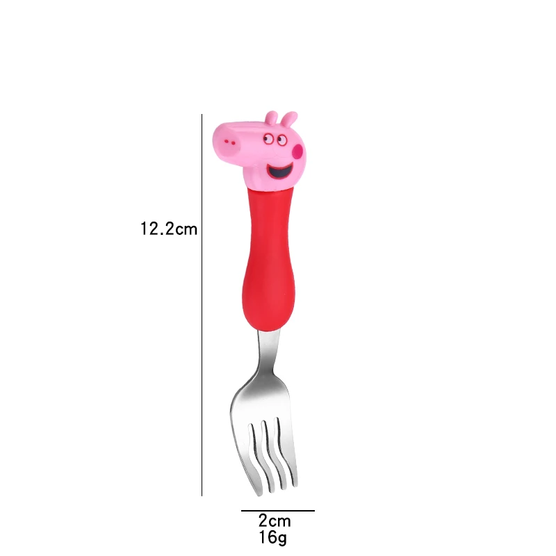 Small red pig fork 1 шт., мультяшная Минни, детская ложка, вилка, набор для кормления ребенка, ложка из нержавеющей стали, детские столовые приборы, Детские аксессуары для мелкой посуды - Цвет: Small red pig fork