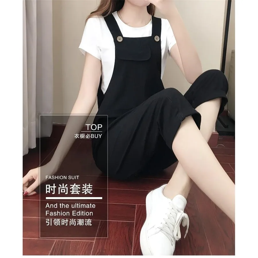 

Jumpsuits Women 2019 Classic Denim Leisure Solid Cotton High Waist Ladies Overalls Students Lovely Womens Ankle-length Pants