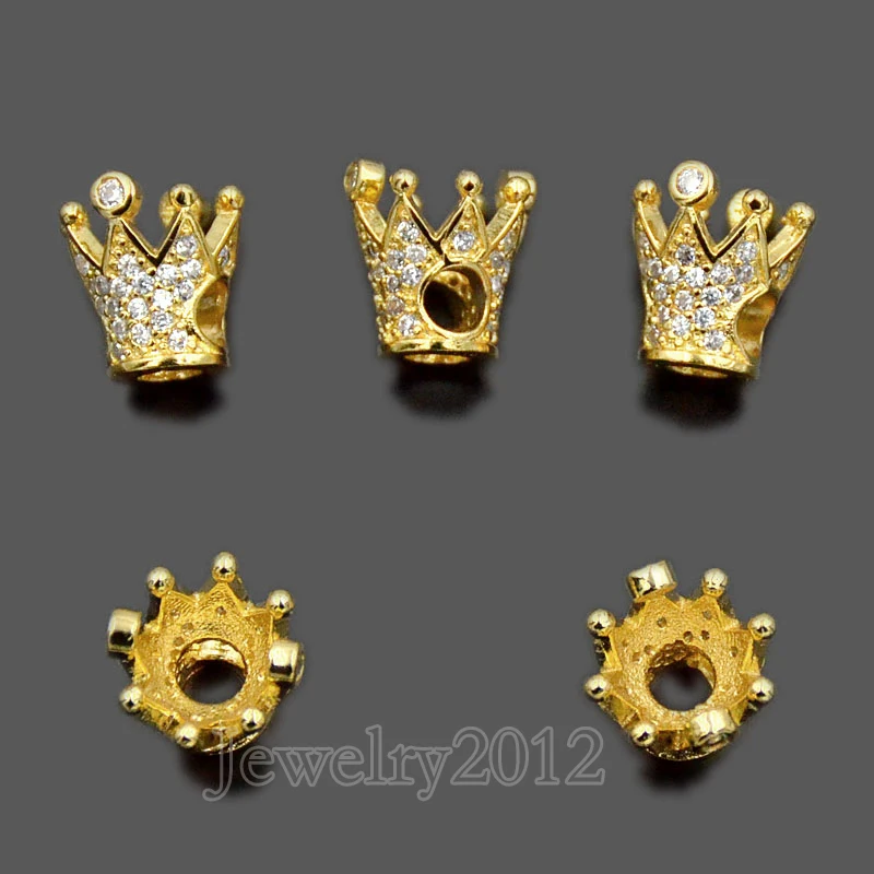 10 шт./лот Циркон Корона король большое отверстие драгоценных камней микро