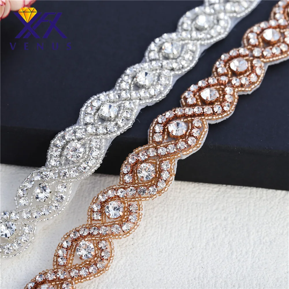 XINFANGXIU 1 ярд фабрики diamante стразами кристалл обрезки горный хрусталь аппликация ремни для платье Талия Ремни Свадебные Подвязки