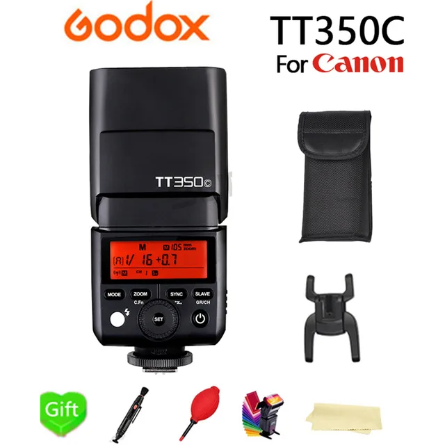 

Godox TT350C Flash TTL Wireless X System Camera Flash Speedlite GN36 1/8000s HSS 2.4G Pocket lights for Canon DSLR Camera + Gift