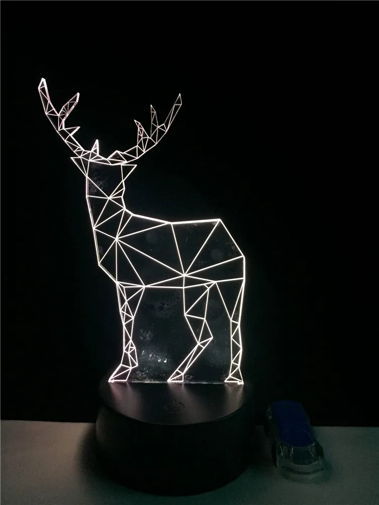 Рождественский подарок 2019 года 3D лампа в виде оленя с животными RGB светодиодная USB