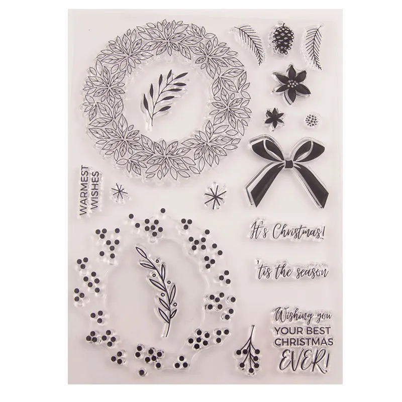 Season Garland Round Bow Transparent Clear Silicone Stamp for Seal DIY Scrapbooking Photo Album Decorative Sheets | Дом и сад