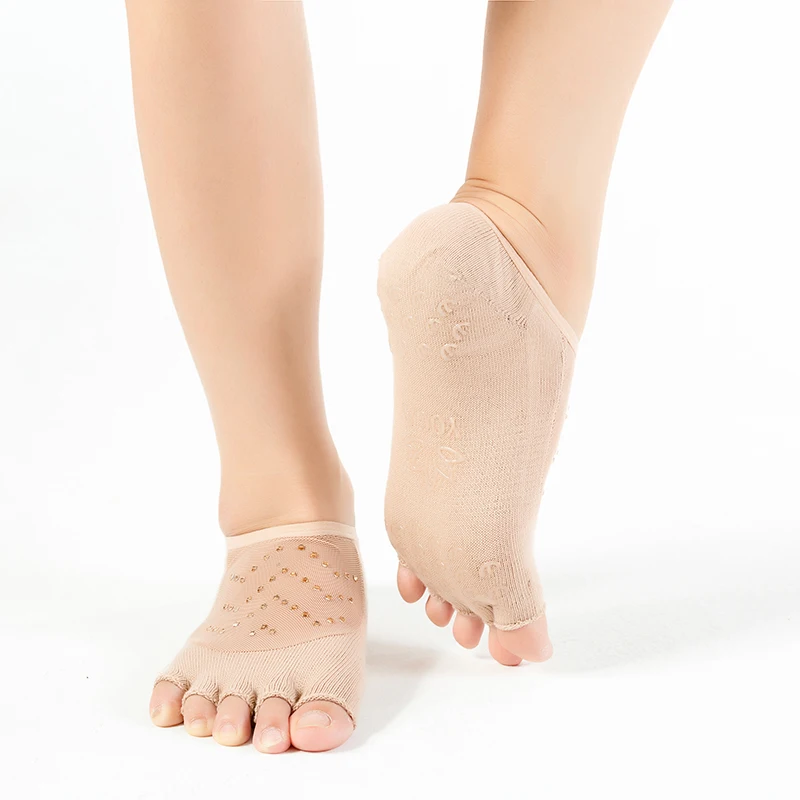 

Women's Sports Colorful Socks Hot Fitness Pilates Cotton Socks Rainbow Training Slip Toe Socks Breathable Dance Socks