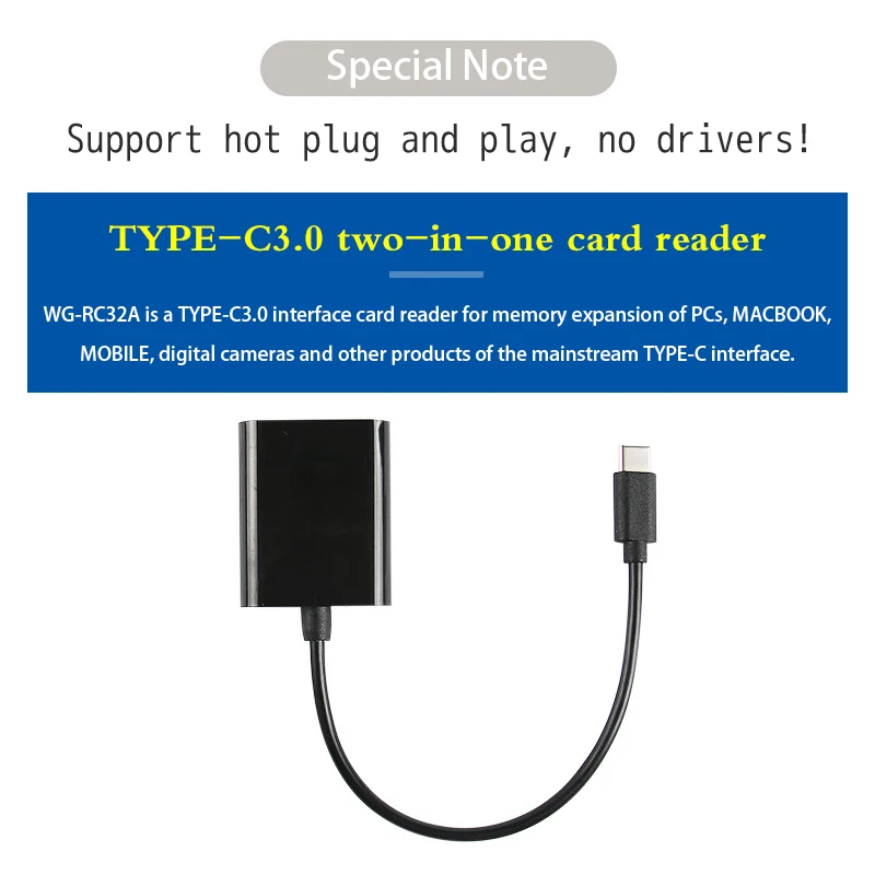 Кардридер 2 в 1 USB 3 0 Type C устройство для чтения карт SD/TF адаптер смарт памяти