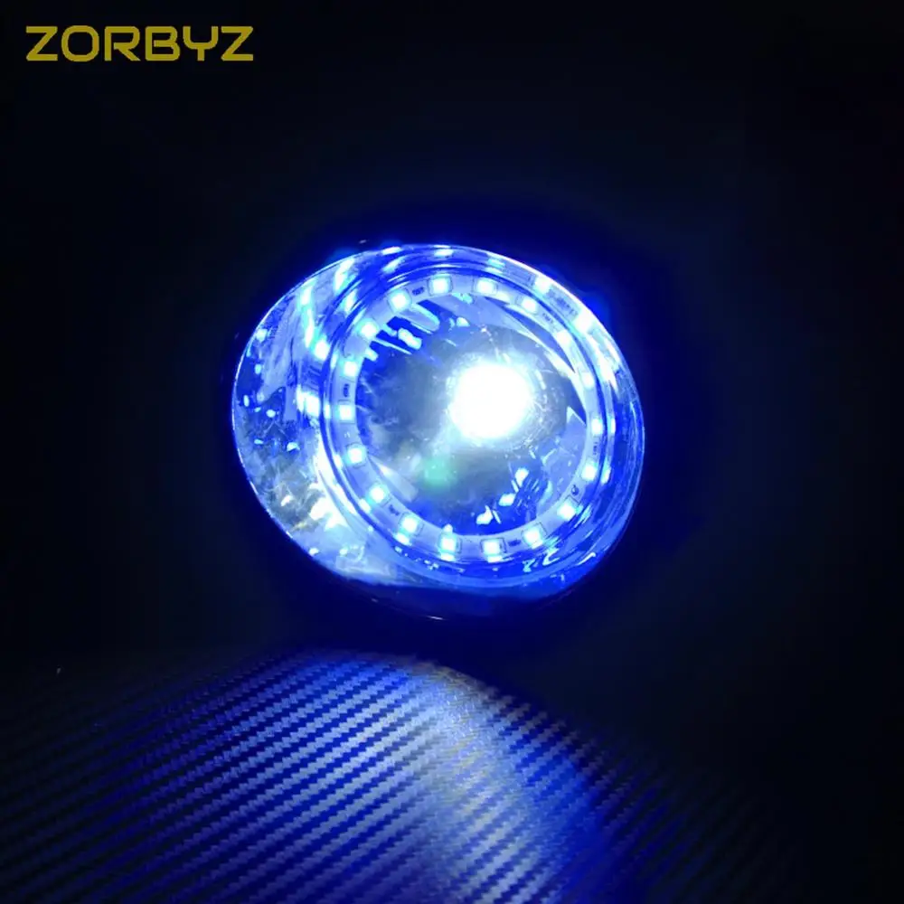 Blue Angel Eye Zorbyz Chrome светодиодный Пластик пуля пятно света противотуманных фар фара с Ангельские глазки для Harley Honda Suzuki Триумф пользовательские - Цвет: Blue Angel Eye